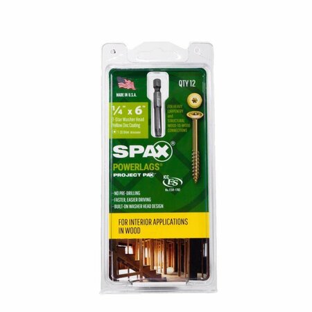 Spax LAG SCREW YELLOW ZNC 1/4in. X6in. 45810207015243